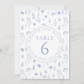 Fleur sauvage bleu marié mariage numéros de table (Devant)