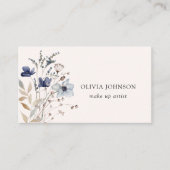 Fleur sauvage bleu marine Bouquet Carte de visite  (Devant)