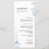 Fleur sauvage bleu Monogramme Mariage plat menu (Devant)