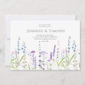 fleur sauvage bleu violet faire-part de mariage (Devant)