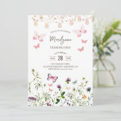 Fleur sauvage Boho 1er anniversaire Invitation (Debout devant)