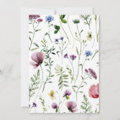 Fleur sauvage Boho 1er anniversaire Invitation (Dos)