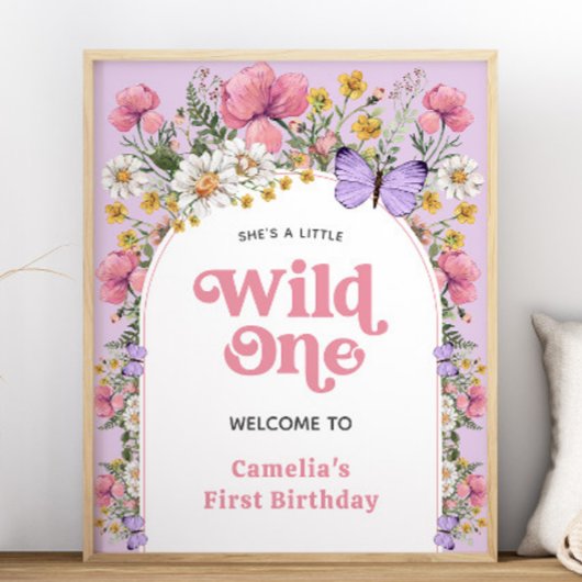 Fleur sauvage Boho Anniversaire Affiche de bienven