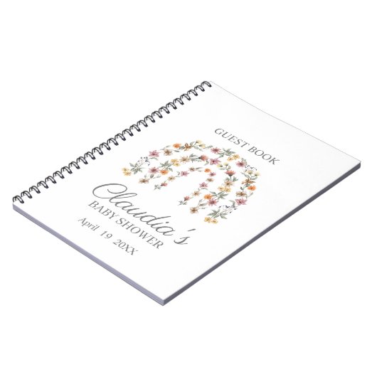 Fleur sauvage Boho Baby shower arc-en-ciel Carnet  (Côté gauche)