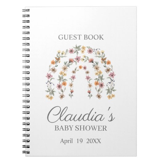 Fleur sauvage Boho Baby shower arc-en-ciel Carnet  (Devant)