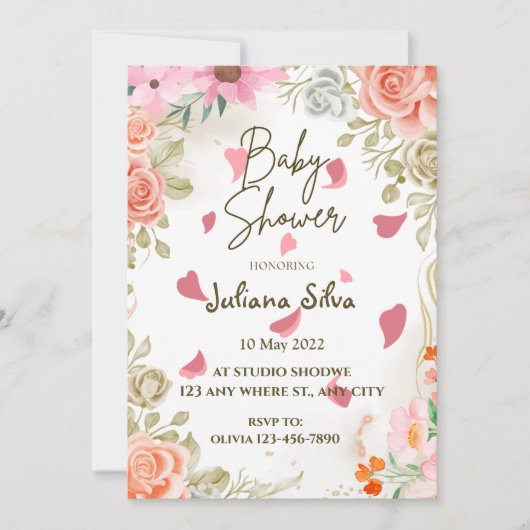 Fleur sauvage Boho Baby shower Invitation (Devant)