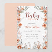Fleur sauvage Boho Baby shower Invitation (Devant / Derrière)