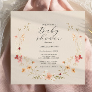 Fleur sauvage Boho Baby shower Invitation