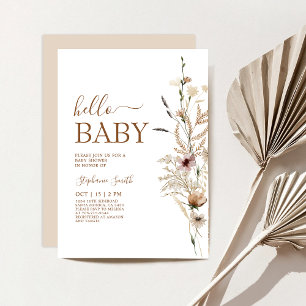 Fleur sauvage Boho Baby shower Invitation