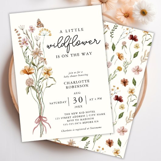 Fleur sauvage Boho Baby shower Invitation