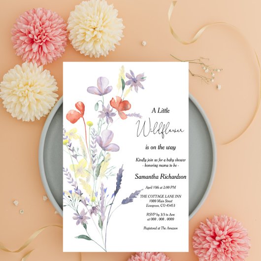 Fleur sauvage Boho Baby shower Invitation