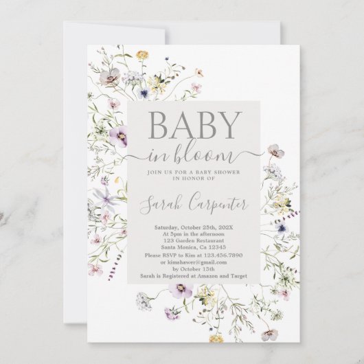 Fleur sauvage Boho Baby shower Invitation (Devant)