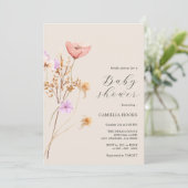 Fleur sauvage Boho Baby shower Invitation (Debout devant)