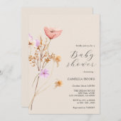Fleur sauvage Boho Baby shower Invitation (Devant / Derrière)