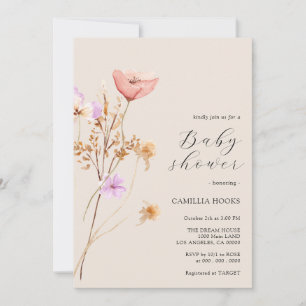 Fleur sauvage Boho Baby shower Invitation