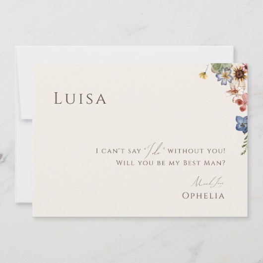 Fleur sauvage Boho | Carte de proposition Beige Be (Dos)