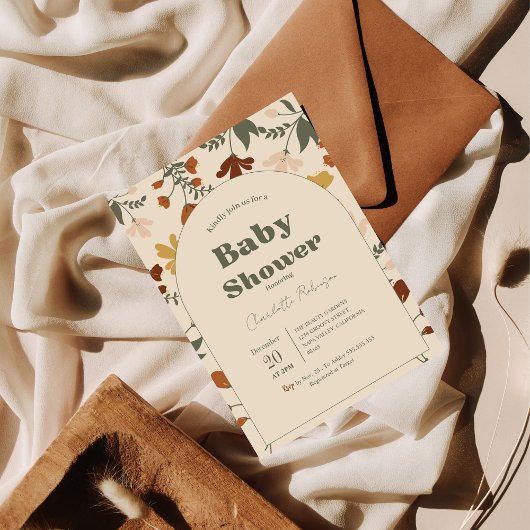 Fleur sauvage Boho Chic Baby Shower Invitations