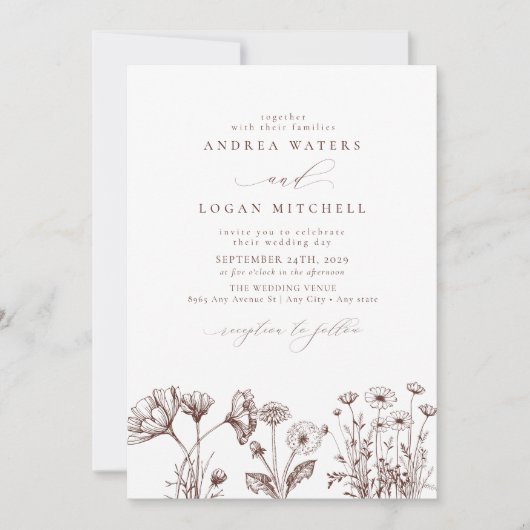 Fleur sauvage Boho Chic Wedding Invitations (Devant)