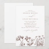 Fleur sauvage Boho Chic Wedding Invitations (Devant / Derrière)