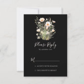 Fleur sauvage Boho classique Noir mariage RSVP (Devant)