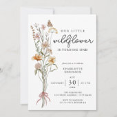 Fleur sauvage Boho été 1er anniversaire Invitation (Devant)