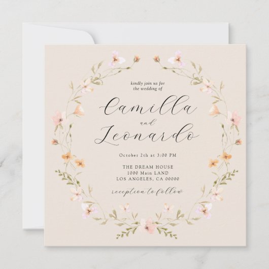 Fleur sauvage Boho Faire-part de mariage (Devant)