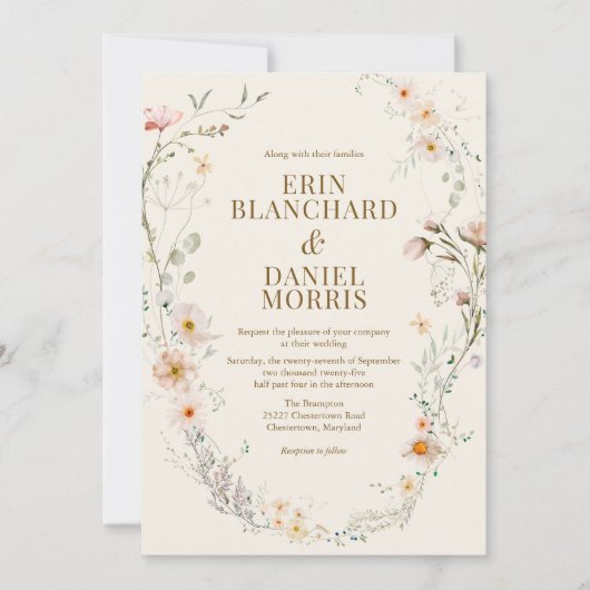 Fleur sauvage Boho | Faire-part de mariage botaniq (Devant)