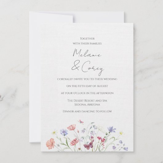 Fleur sauvage Boho Faire-part de mariage extérieur (Devant)
