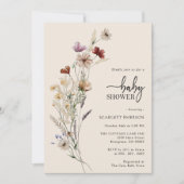 Fleur sauvage Boho Floral Baby shower Invitation (Devant)