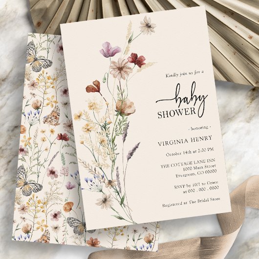 Fleur sauvage Boho Floral Baby shower Invitation