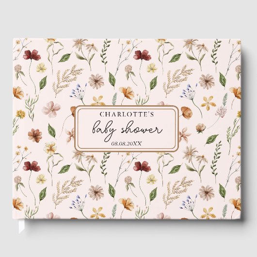 Fleur sauvage Boho Floral Baby shower Livre d'or (Recto)