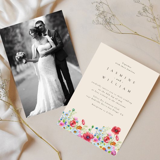 Fleur sauvage Boho Garden Faire-part de mariage ph