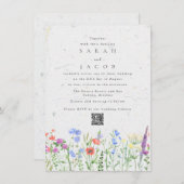 Fleur sauvage Boho Garden QR Code Faire-part de ma (Devant / Derrière)