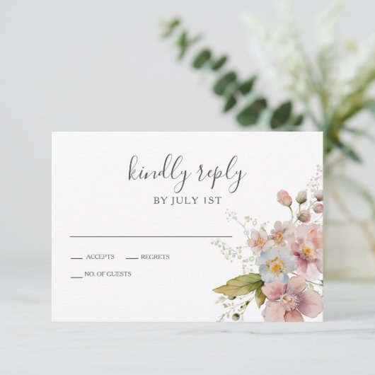 Fleur sauvage Boho jardin Floral Wedding Carte RSV (Debout devant)