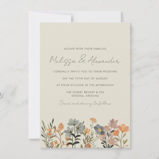 Fleur sauvage Boho Mariage de automne Invitation (Devant)