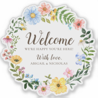 Fleur sauvage Boho Mariage de bienvenue Sticker Ét