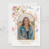 Fleur sauvage Boho Photo Faire-part de graduation (Devant)