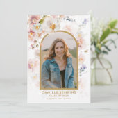 Fleur sauvage Boho Photo Faire-part de graduation (Debout devant)