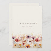 Fleur sauvage Boho Simple Enregistrer La Carte Mar (Devant / Derrière)