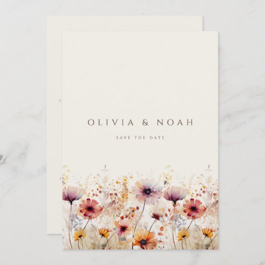 Fleur sauvage Boho Simple Enregistrer La Carte Mar (Devant / Derrière)