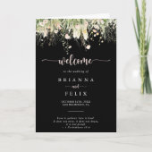 Fleur sauvage Boho vert Noir Programme de mariage  (Devant)