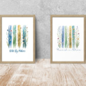 Fleur sauvage Brush Stroke Aquarelle Bleu Vert