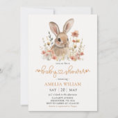 Fleur sauvage Bunny Girl Baby shower Invitation (Devant)
