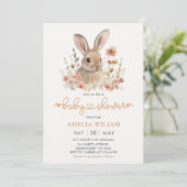 Fleur sauvage Bunny Girl Baby shower Invitation (Debout devant)