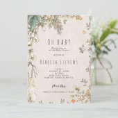 fleur sauvage bunny neutre invitation baby shower (Debout devant)