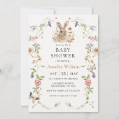 Fleur sauvage Bunny Rabbit Baby shower Invitation (Devant)