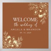 Fleur sauvage Burnt Orange Mariage Welcome Poster (Devant)