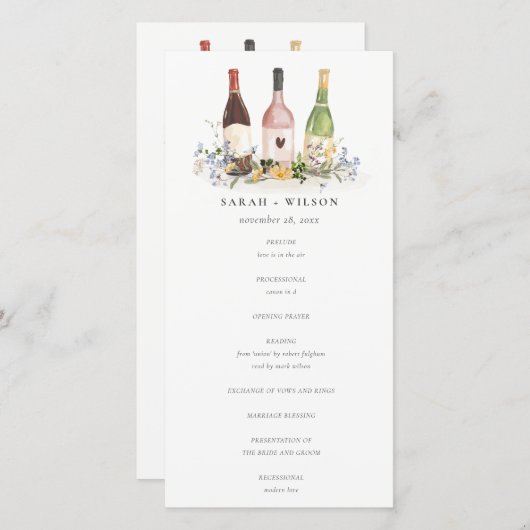 Fleur sauvage Cheers Wine Bottles Programme de mar (Devant / Derrière)