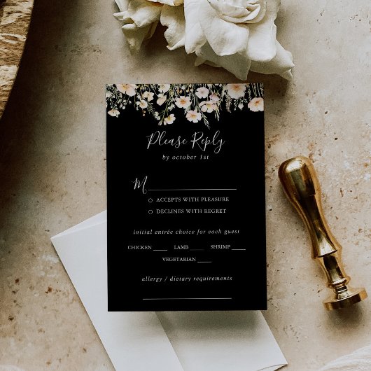 Fleur sauvage classique Mariage noir Choix du menu