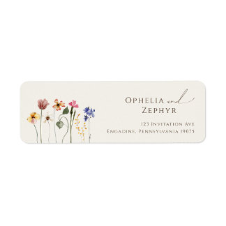 Fleur sauvage coloré | Étiquette d'adresse de reto